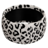 Black White Large Cheetah Print Bangle Bracelet