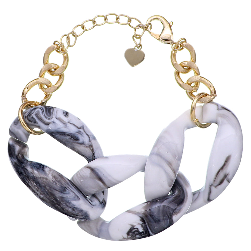 Black White Oversized Chain Link Bracelet