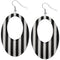 Black White Long Oval Striped Earrings