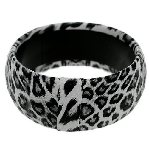 Black White Spotted Cheetah Bangle Bracelet