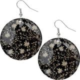 Black Floral Boho Design Shell Earrings