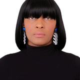 Black White Stripe Geometric Earrings
