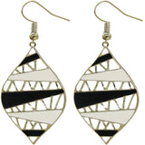 Black White Two Tone Leaf Shaped Earrings