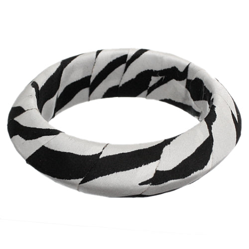 Black White Zebra Print Bangle Bracelet