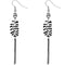 Black White Zebra Stripe Drop Chain Earrings