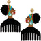 Black Wooden Afrocentric Afro Pick Earrings