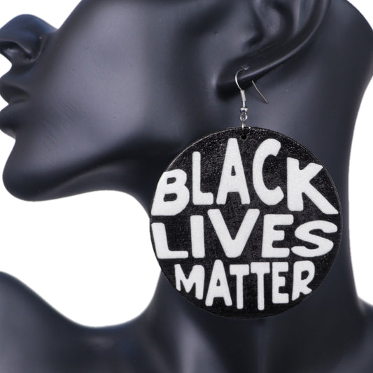 Black Wooden Black Lives Matter Earrings