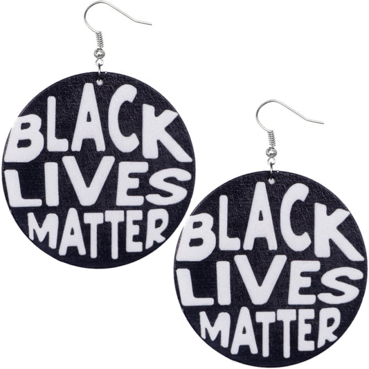 Black Wooden Black Lives Matter Earrings