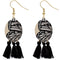 Black Butterfly Tassel Wooden Dangle Earrings