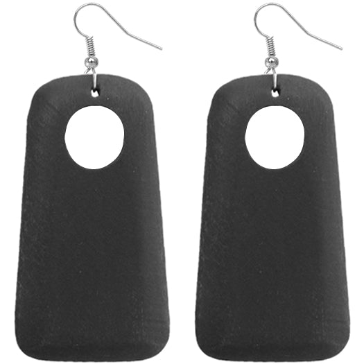 Black Cutout Wooden Earrings