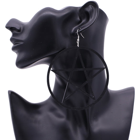 Black Large Criss Cross Star Earrings