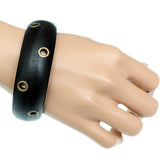 Black Wooden Cutout Bangle Bracelet