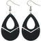 Black Glitter Wooden Link Teadrop Earrings