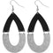 Black Wooden Glitter Link Teardrop Earrings