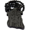 Black Wooden Beaded Chunky Jesus Piece Necklace