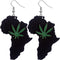 Black Wooden Weed Plant Africa Shaped Earrings