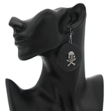 Black Skull Wooden Dangle Earrings