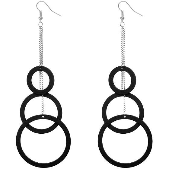 Black Long Wooden Earrings