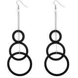 Black Long Wooden Earrings