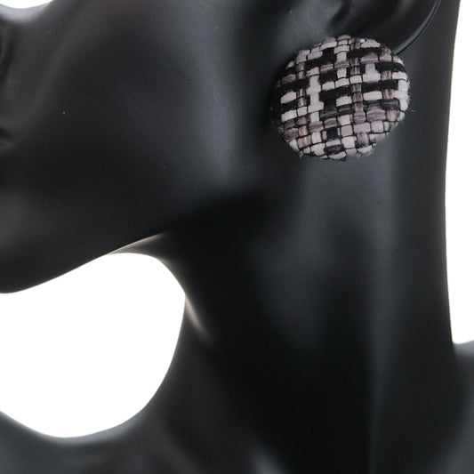 Black Woven Knit Stud Earrings
