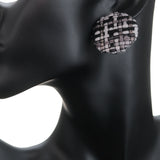 Black Woven Knit Stud Earrings