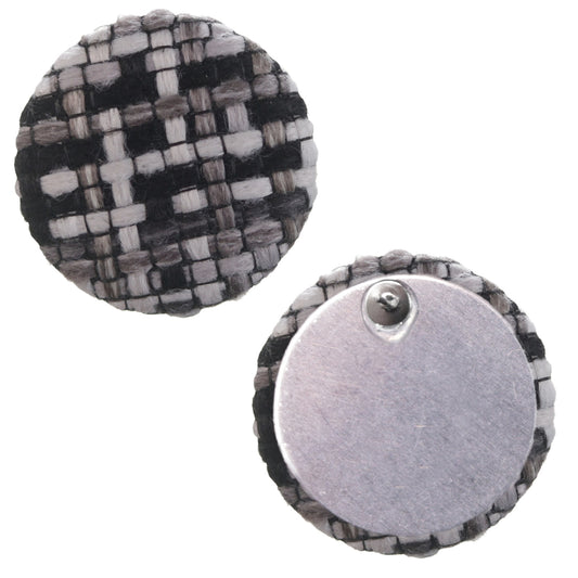Black Woven Knit Stud Earrings