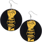 Black Lives Matter Raised Fist Dangle Earrings