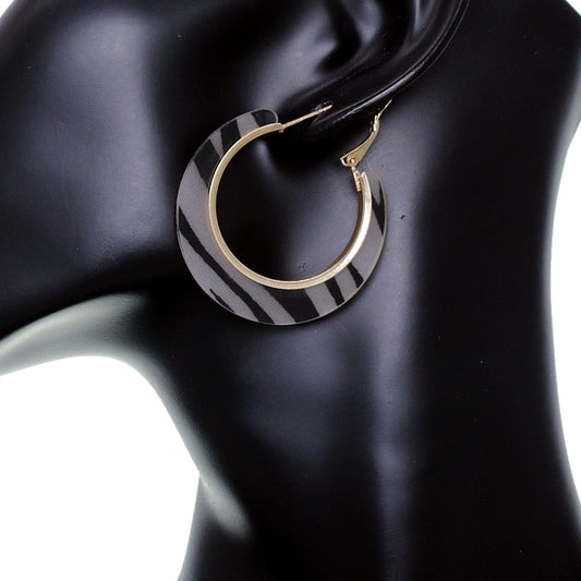 Black Zebra Print Mini Hoop Earrings