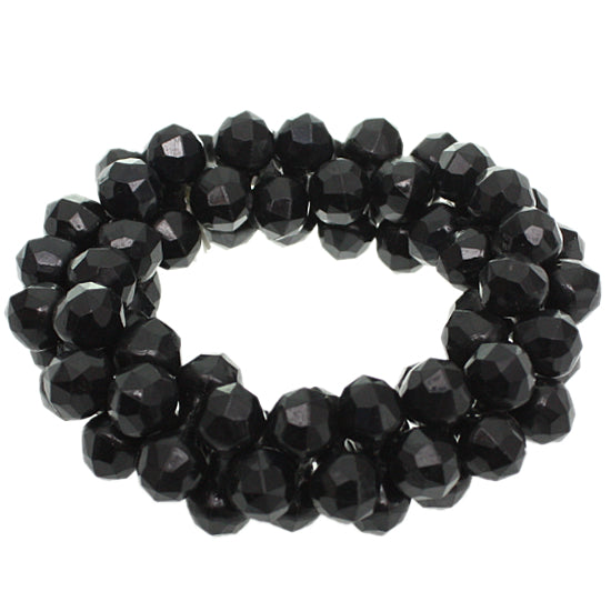 Black Beaded Stretch Barbell Bracelet