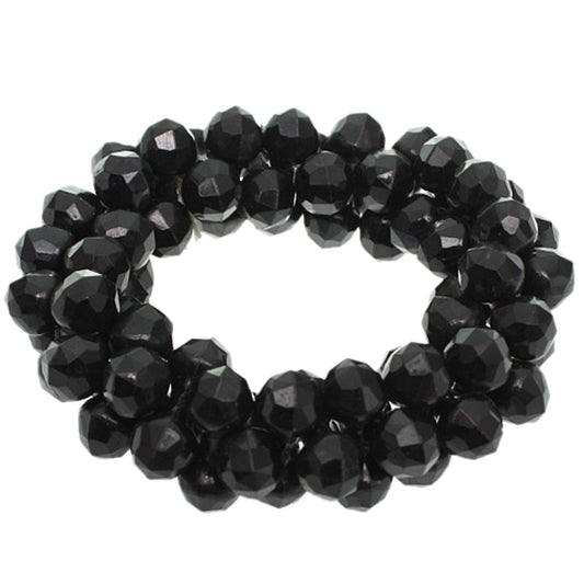 Black Beaded Stretch Barbell Bracelet