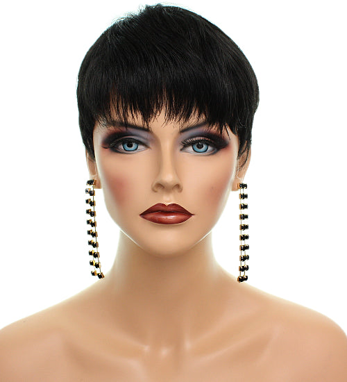 Black Elegant Beaded Drop Earrings