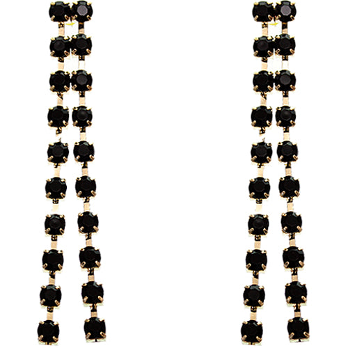 Black Elegant Beaded Drop Earrings