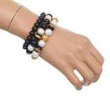 Black Faux Pearl Beaded Stretch Bracelets