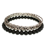 Black Beaded Twist Stacked Bracelets