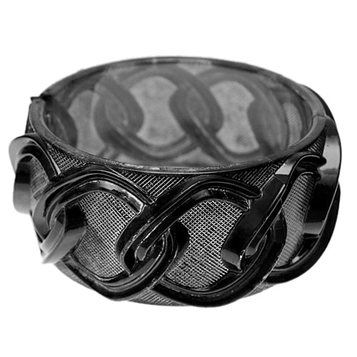 Black Chain Link Texture Hinged Bracelet