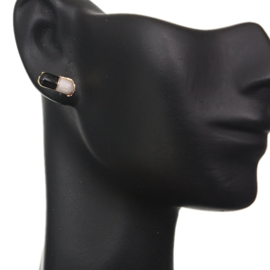 Black Mini Pill Capsule Stud Earrings