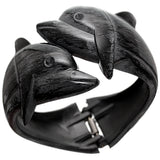 Black Dolphin Textured Hinged Bracelet