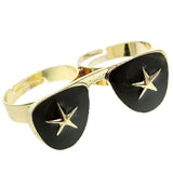 Black Rhinestone Star Sunglasses Adjustable Ring