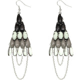 Black Faceted Drop Chain Chandelier Earrings