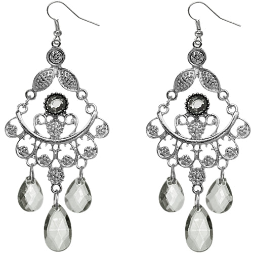 Gray see through beaded earrings