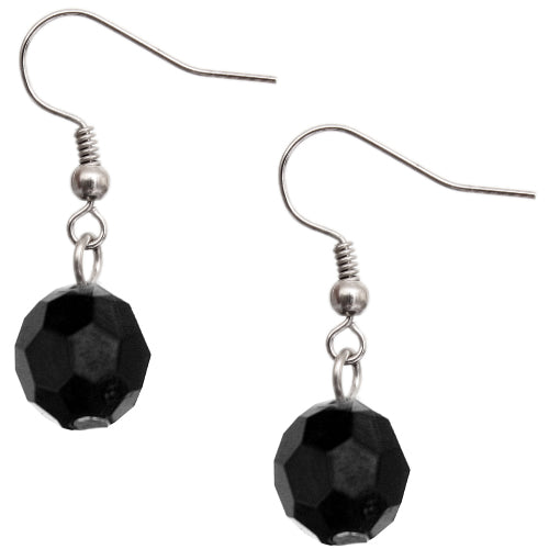 Black Open Circle Faux Marble Beaded Necklace Set