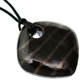 Black Glass Murano Cord Charm Necklace