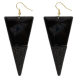 Black Glitter Inverted Triangle Earrings