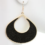 Black Glitter Puffy Teardrop Dangle Earrings