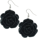 Black Floral Motif Dangle Earrings