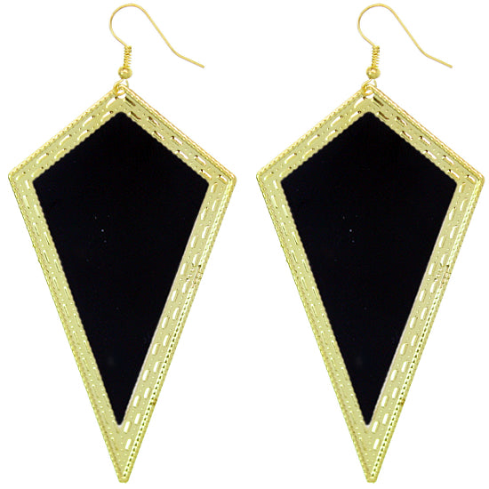 Black Inverted Triangular Geometric Earrings