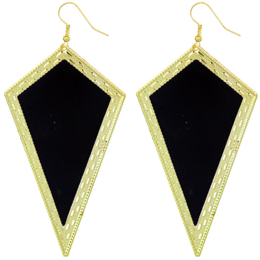 Black Inverted Triangular Geometric Earrings
