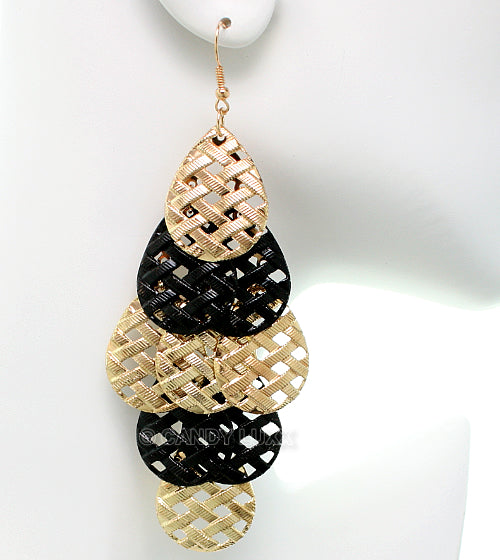 Black Woven Teardrop Dangle Earrings