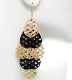 Black Woven Teardrop Dangle Earrings