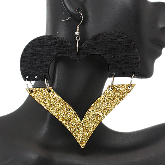 Black Gold Glitter Earrings